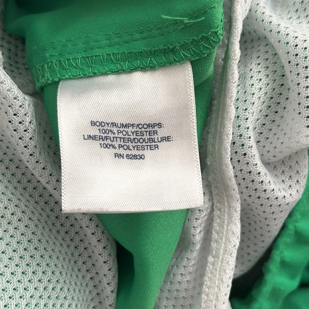 Lands End green mesh lined drawstring swim trunks